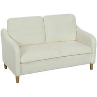 2-SITZER-SOFA DE-06558 kleine Couch mit Sherpa-Fleece-Optik, 137 cm Cremeweiß - Creme, Holz/Textil (137/82/69cm) - ComfortXL
