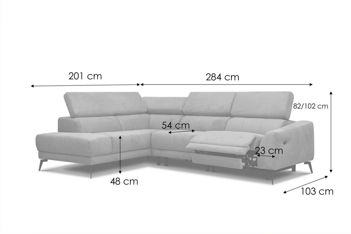ECKSOFA LARS 5-Sitzer, 1 Relax, verstellbare Kopfstützen, beige - Beige/Schwarz, Holzwerkstoff/Textil (284/201cm) - Courtois Laville