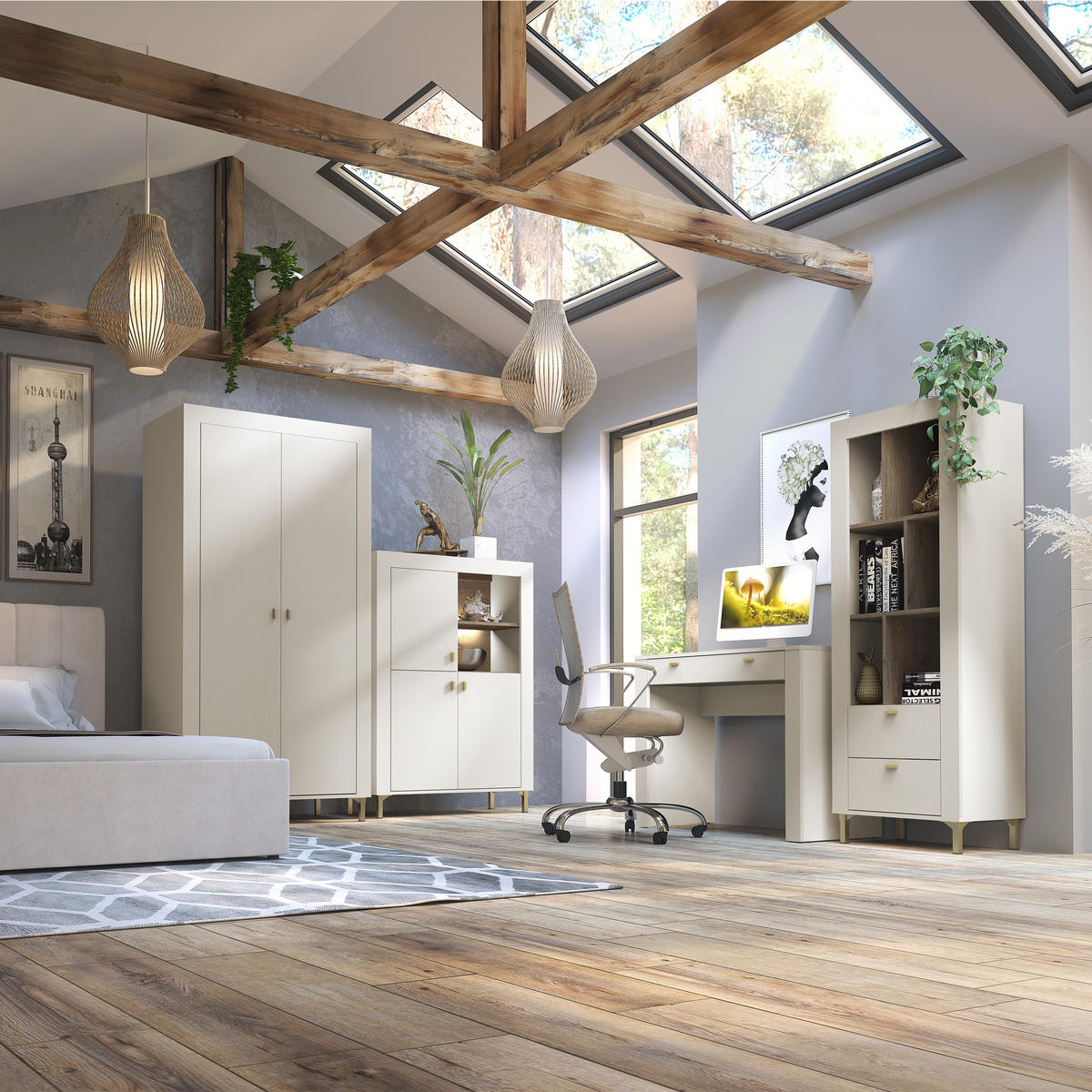 NACHTTISCH Monta mit 1 Tür , Kaschmir - Kaschmir, Holzwerkstoff (48/47/36cm) - Beautysofa