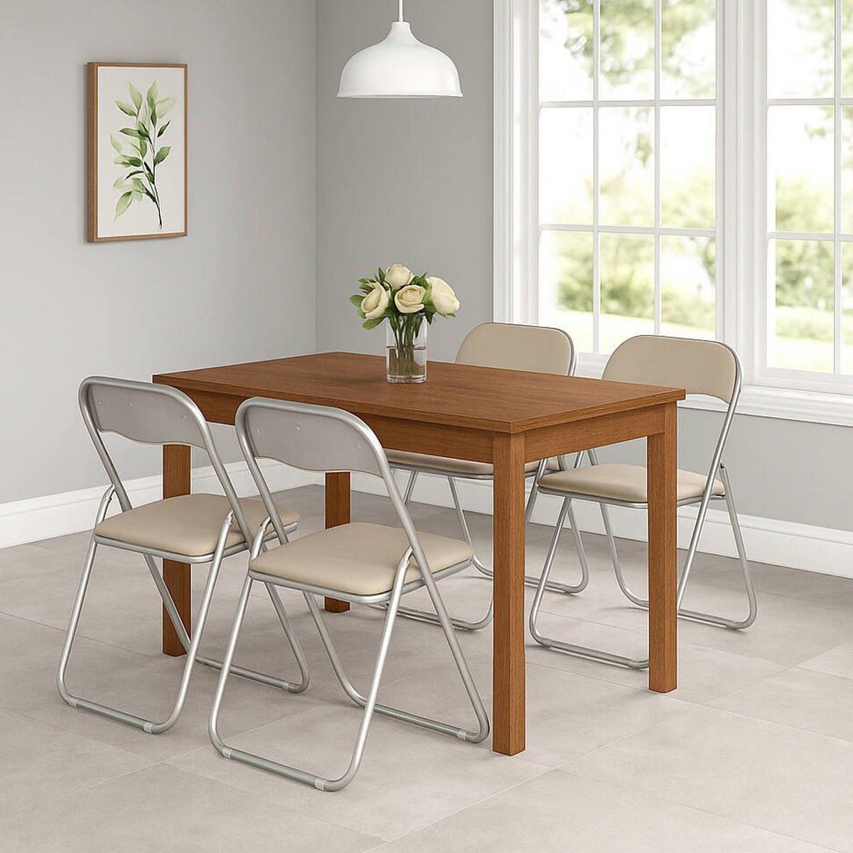 KLAPPSTUHL 4er Set in Metall Beige 47x43h79.5 - Beige, Metall (43/80/47cm) - DMORA