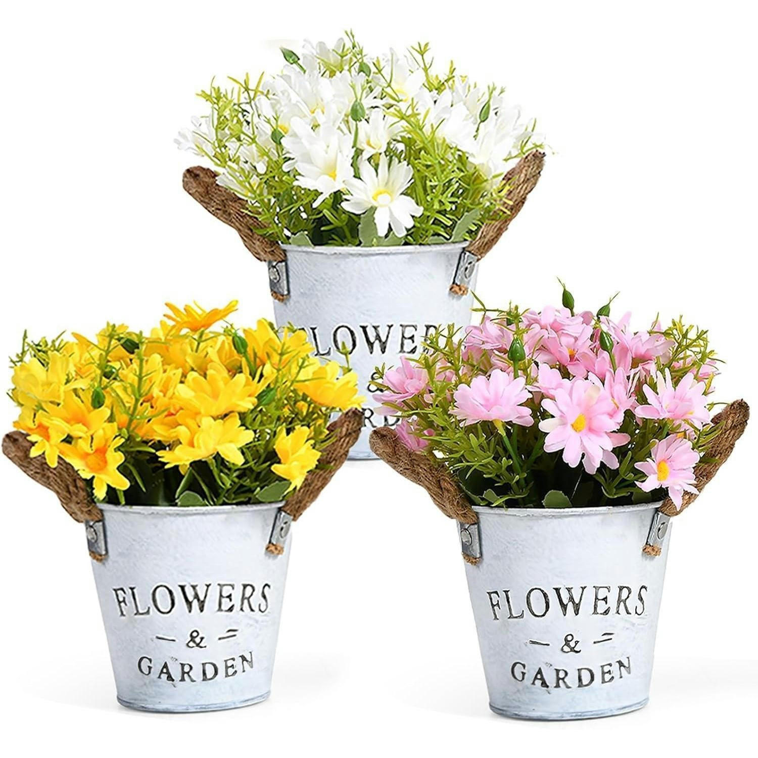 KUNSTPFLANZE Gänseblümchen 3er Set Rosa Lila Gelb - Multicolor, Kunststoff (20cm)