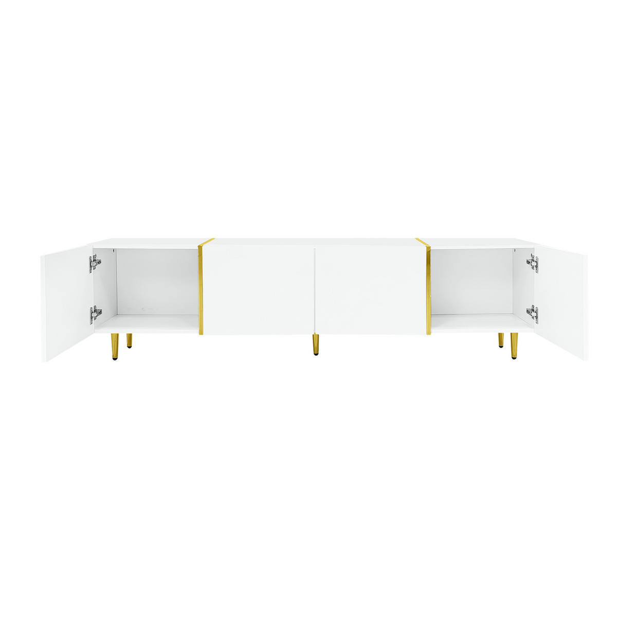 TV-LOWBOARD aus MDF 170x35x46 cm Weiß Hochglanz mit 4 Türen und Soft-Close-Scharnieren - Weiß, Holzwerkstoff (170/46/35cm) - IVMEU