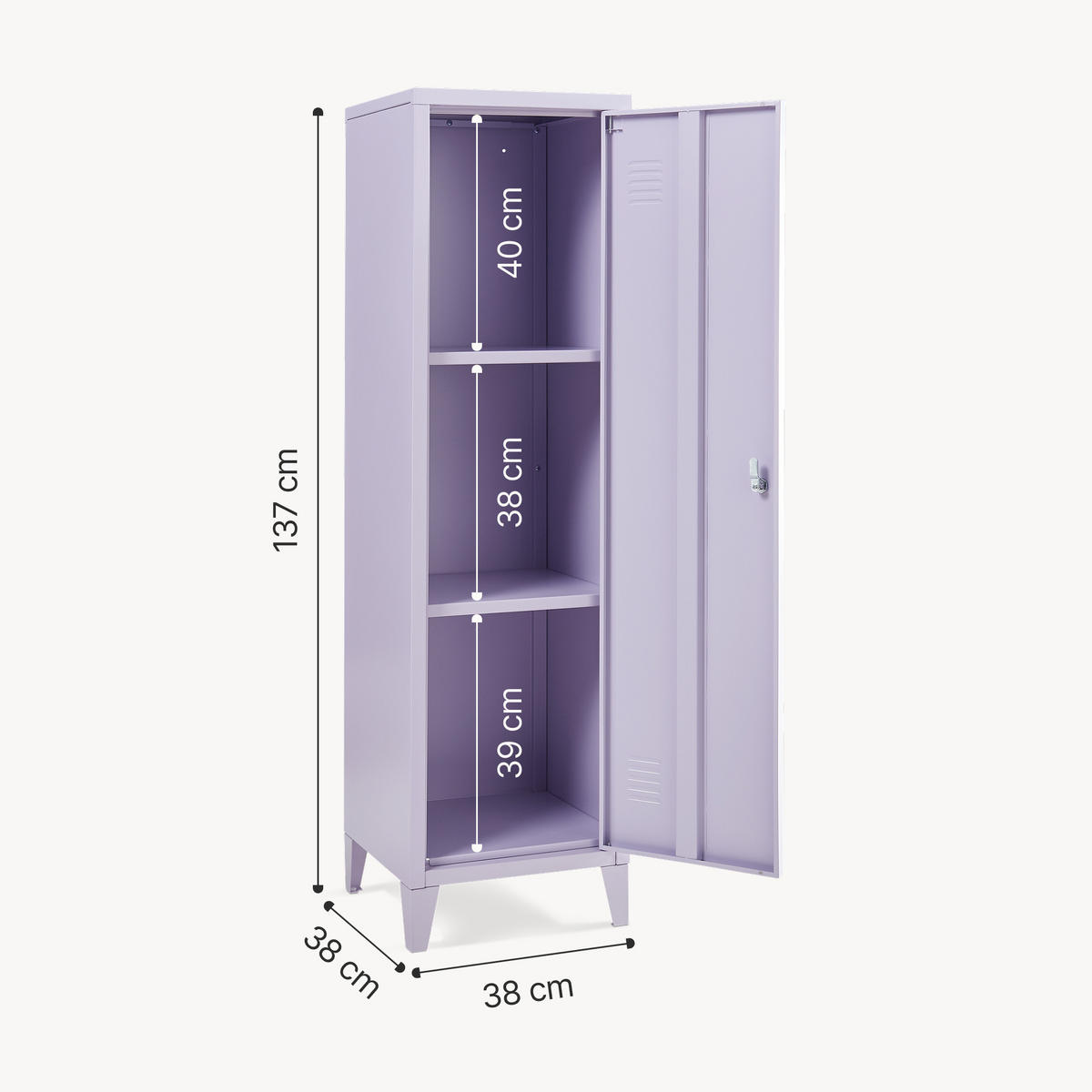 EINZELSPIND Kurikka - Lila, Metall (38/137/38cm) - [en.casa]