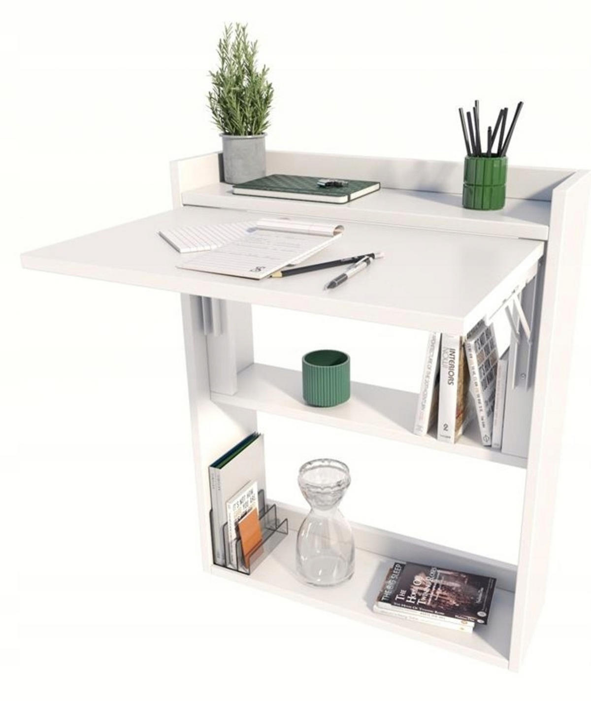 SCHREIBTISCH Klappbarer Wandregal Weiß 70/20/85 cm - Weiß, Holzwerkstoff (20/70/85cm) - Matkam Möbel