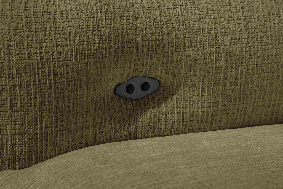 ECKSOFA SVEN 3-Sitzer, 1 Relax XL, verstellbare Kopfstützen, olivgrün - Schwarz/Olivgrün, Holzwerkstoff/Textil (256/163cm) - Courtois Laville