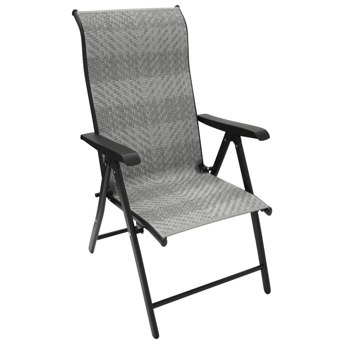 KLAPPSESSEL Washington - 2er-Set Hochlehner Ausführung 7-fach verstellbar, Gestell Stahl grau, Polyrattan braun - Grau, Metall (58/111/71cm) - TPFGarden