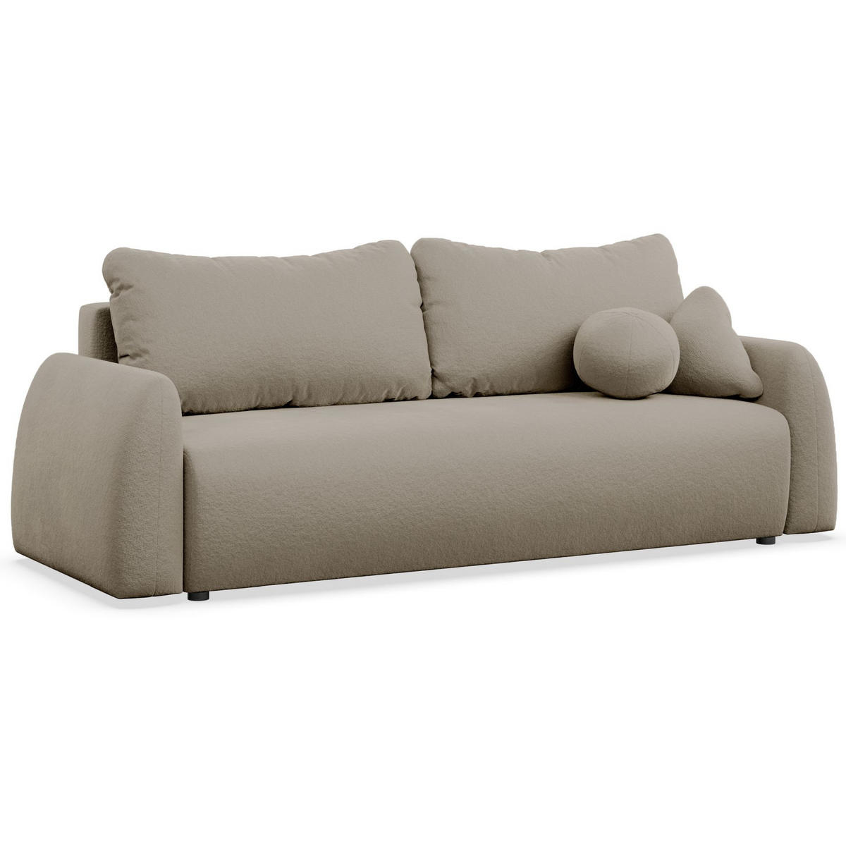 3-SITZER SOFA Nubelle Dunkelbeige Chenille-Bezug - Beige/Schwarz, Kunststoff/Textil (244/85/93cm) - Selsey