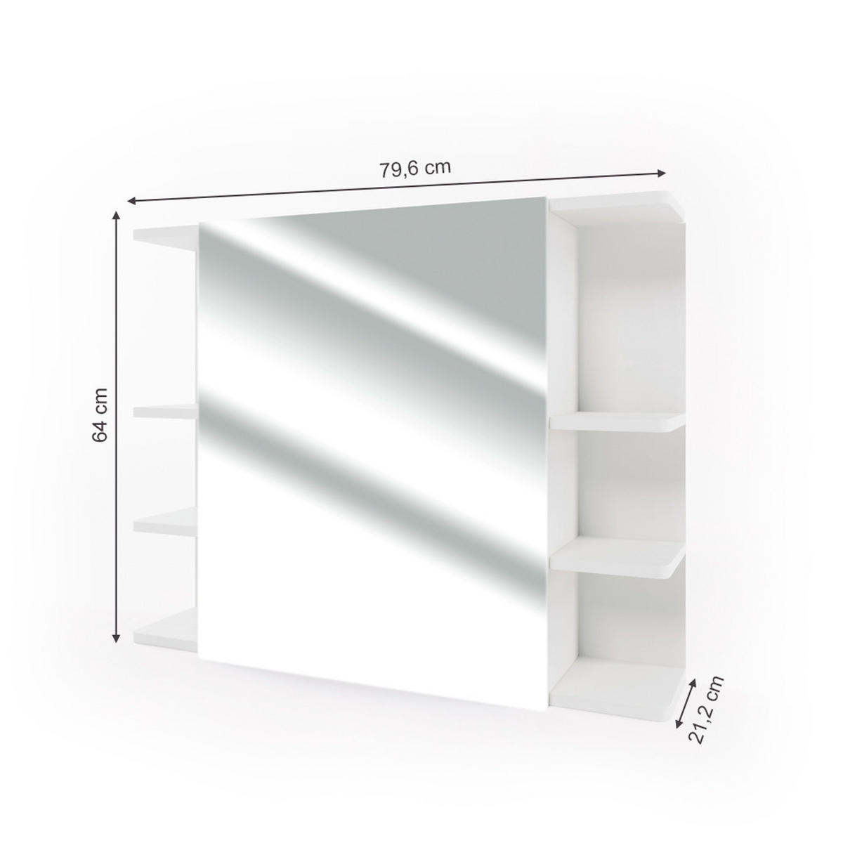 BADSPIEGELSCHRANK Fynn Weiß 79.6 x 64 cm - Weiß, Holzwerkstoff (79.6/64/21.2cm) - Vicco