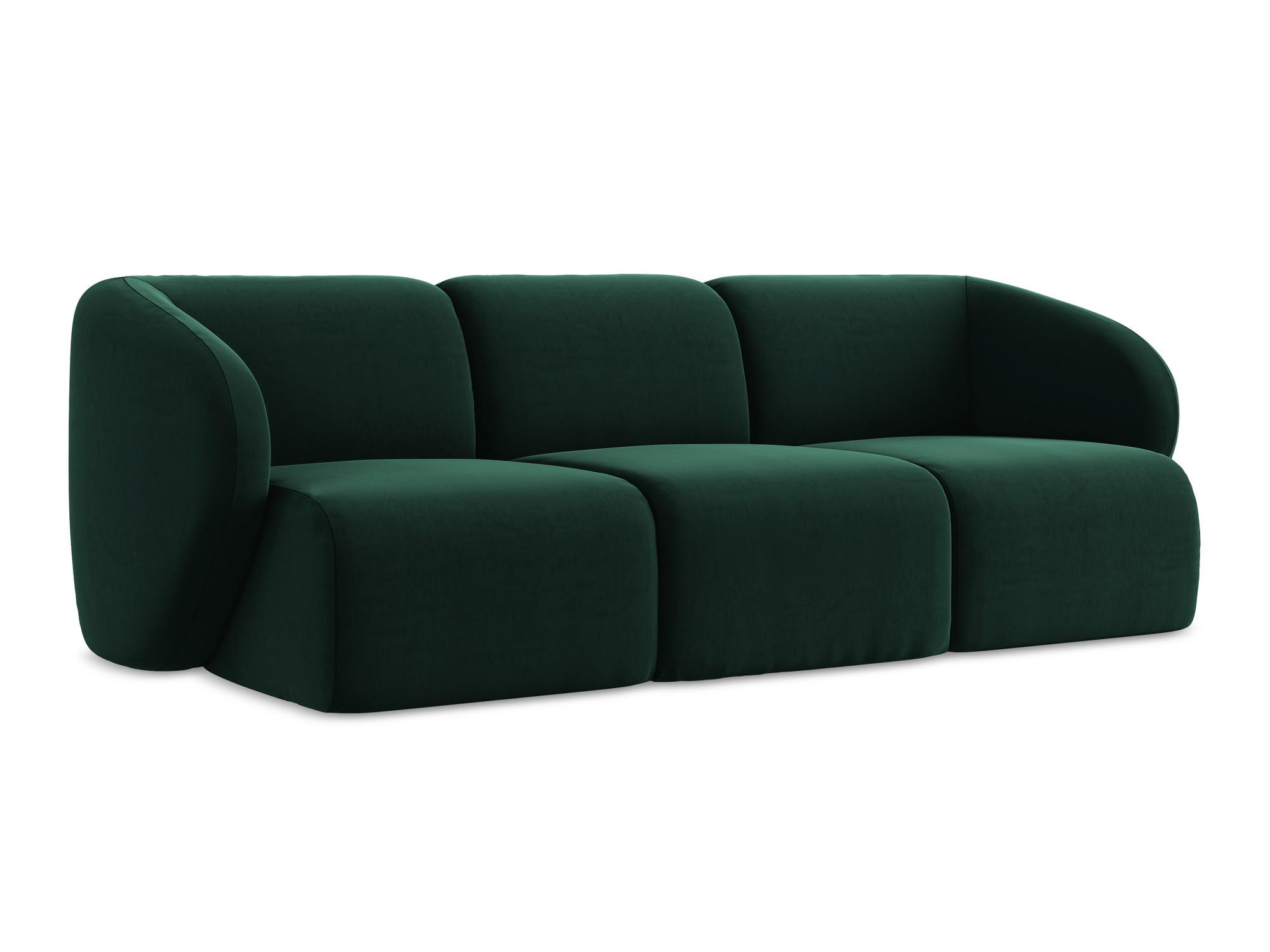 3-SITZER SOFA Samt Stoff Grün - Dunkelgrün/Schwarz, Holzwerkstoff/Kunststoff (244/75/94cm) - Makamii