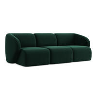 3-SITZER SOFA Samt Stoff Grün - Dunkelgrün/Schwarz, Holzwerkstoff/Kunststoff (244/75/94cm) - Makamii