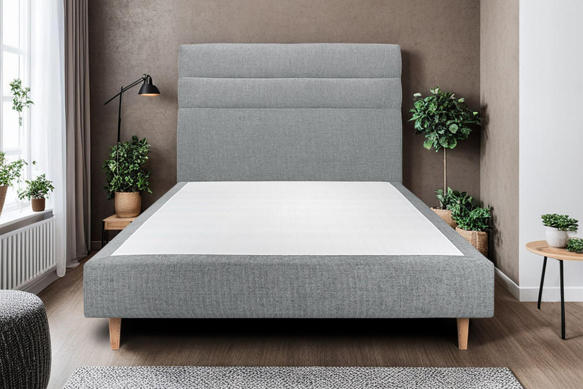 KOPFTEIL Modell Linien – Anthrazitgrauer Stoff 200 cm - Beige/Anthrazit, Holz (200/120/10cm) - Sommeil de Plomb
