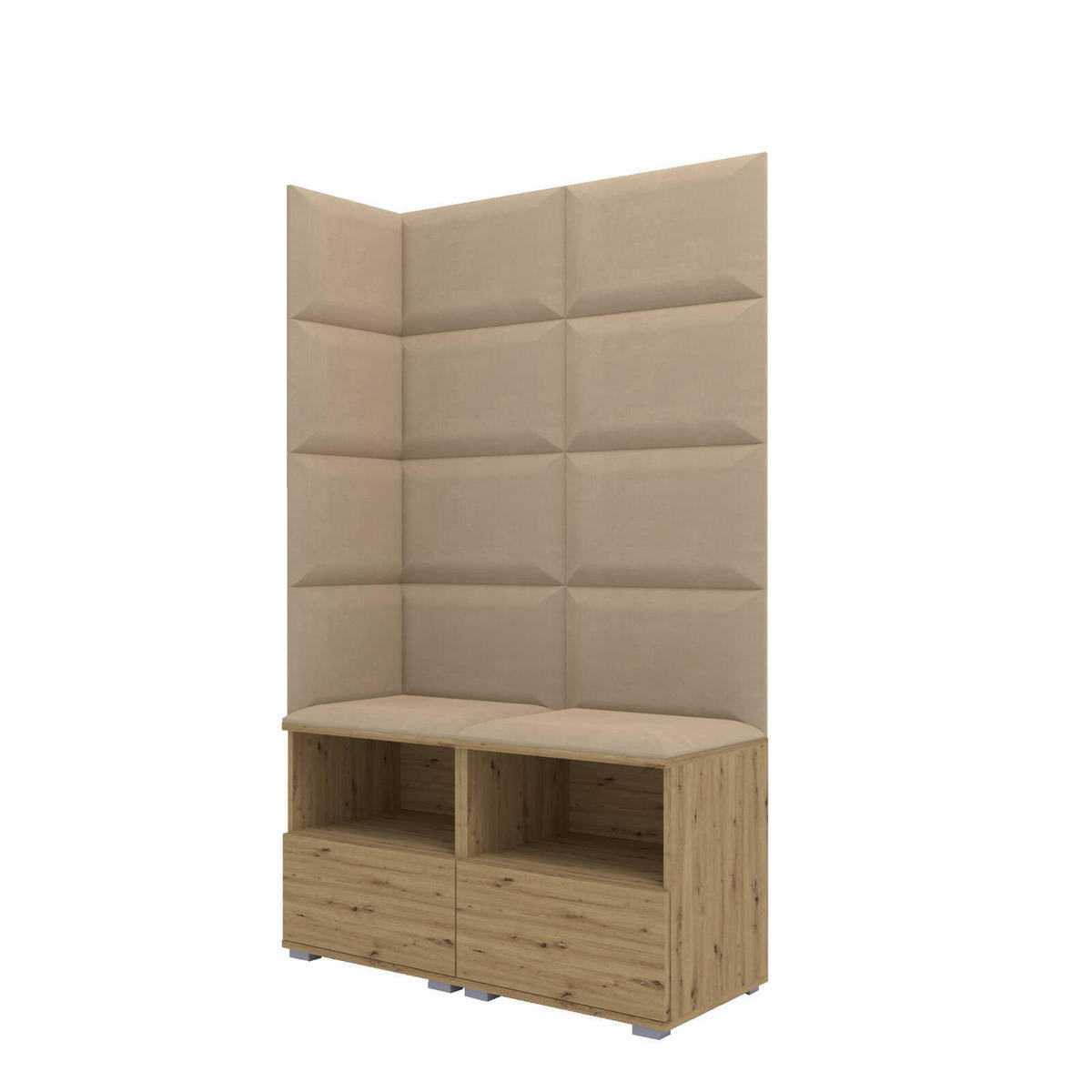GARDEROBEN-SET Nela V mit gepolsterten Paneelen 100/174/40 - Beige/Silberfarben, Holzwerkstoff/Kunststoff (100/174/40cm)