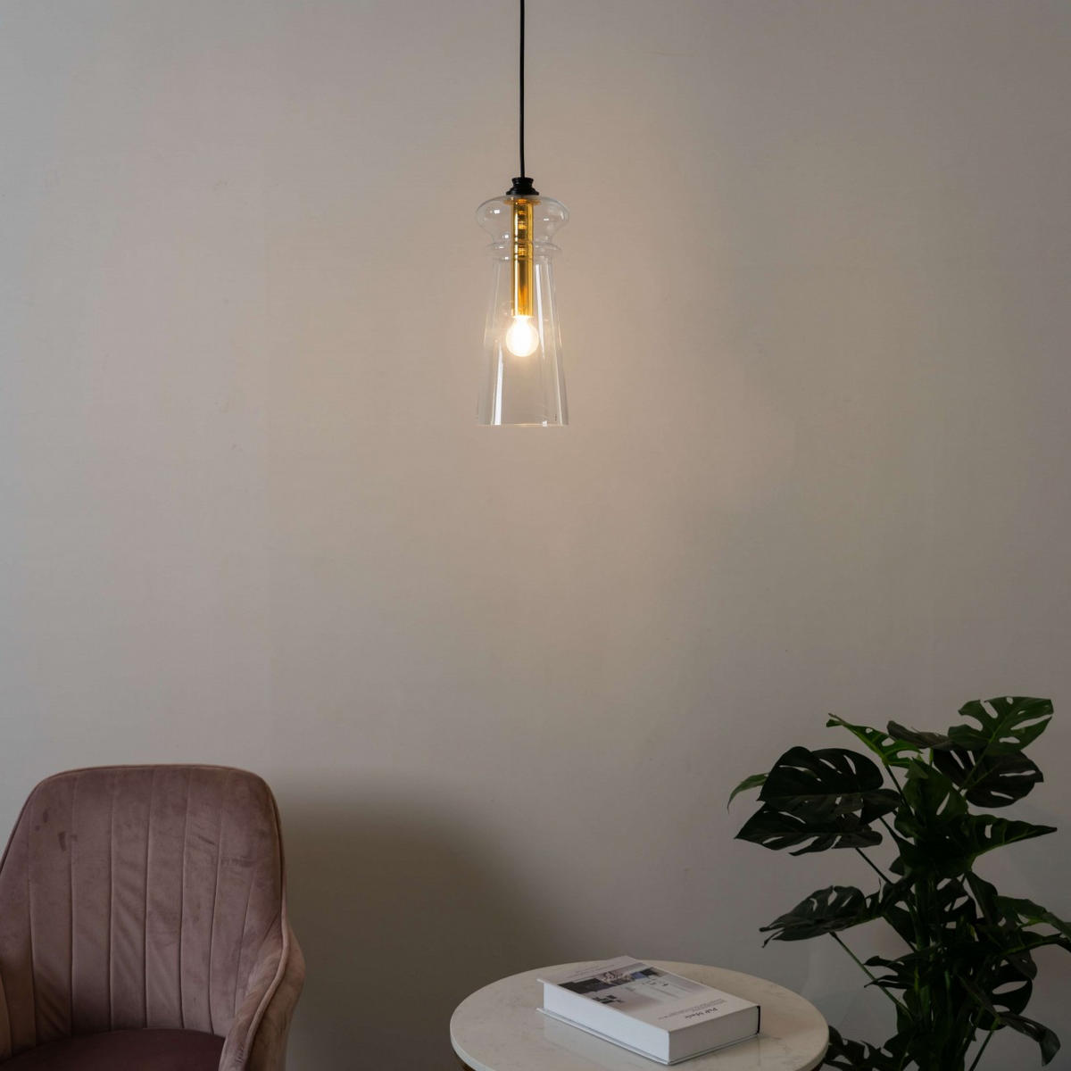 HÄNGELEUCHTE Vantaa, Gold / Messing, 32.5cm - Goldfarben, Glas (135/13/32.5cm) - KOSILUM