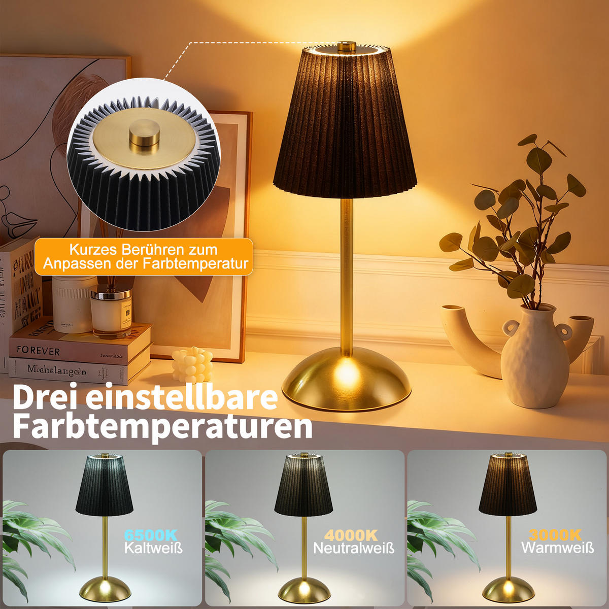 LED TISCHLAMPE Helixis 11.5/11.5/30 - Schwarz, Metall (11.5/11.5/30cm) - ZMH