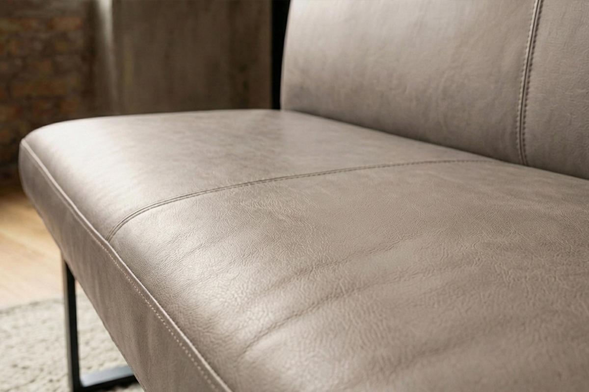 ESSZIMMERBANK ELEEN Grau Leder - Grau, Leder (123/85/69cm) - KAWOLA