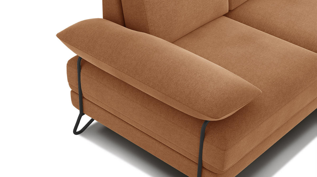 SOFA LORI 2-Sitzer, orange - Schwarz/Orange, Holzwerkstoff/Textil (185/87/96cm) - Courtois Laville