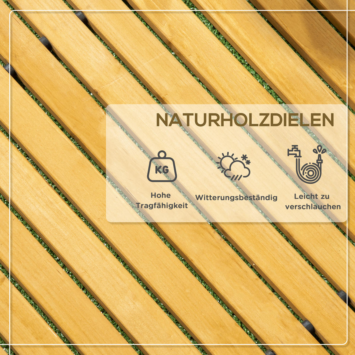GARTENWEG Tannenholz Gelb - Gelb, Holz (60/1.9/185cm) - Outsunny