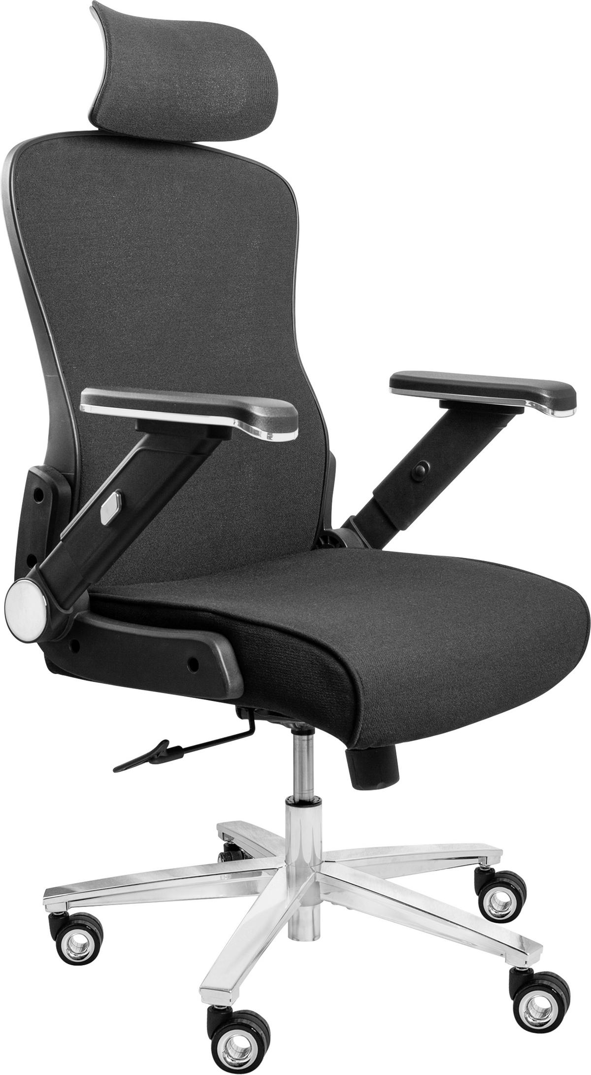 BÜROSTUHL PowerSeat Schwarz - Silberfarben/Schwarz, Kunststoff/Textil (74/135/74cm) - Clouvou