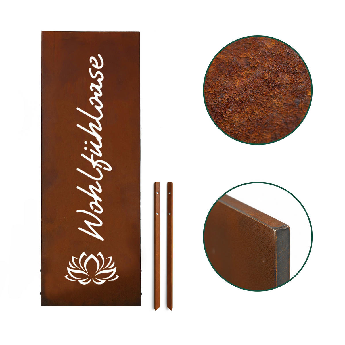 EDELROST-GARTENDEKO - Braun, Metall (1.5cm) - Relaxdays