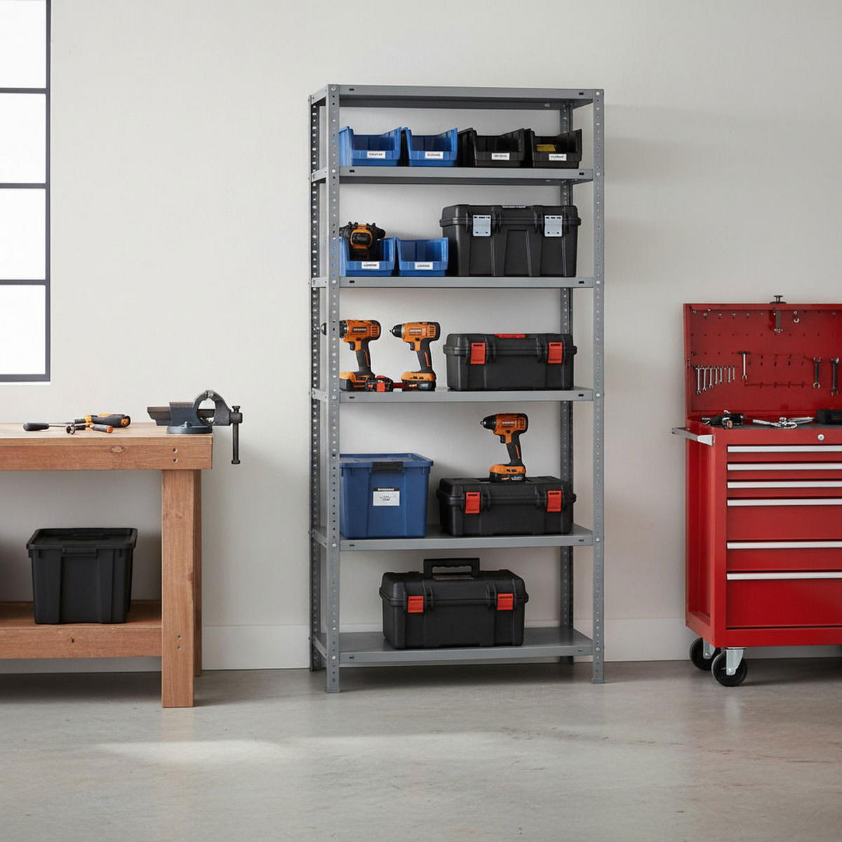 SCHRAUBREGAL PANDA TALL | HxBxT 200x90x40cm | 6 Fachböden | Fachlast 75kg | Grau - Grau, Metall (90/200/40cm) - PROREGAL