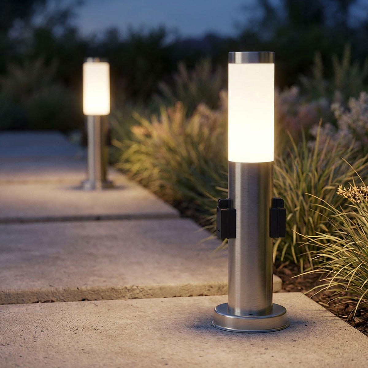 LED STEHLEUCHTE Silber Modern 2er Set - Silberfarben, Metall (8/8/45cm) - Globo Lighting