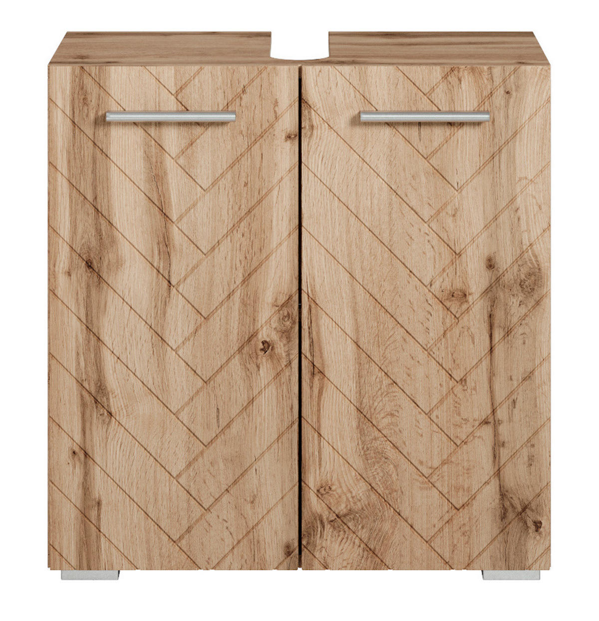 WASCHBECKENUNTERSCHRANK Jupiter 2 Türen Eiche Fischgrät - 60 x 30 x 60 cm - Eiche Wotan, Holz (60/60/30cm) - Badplaats