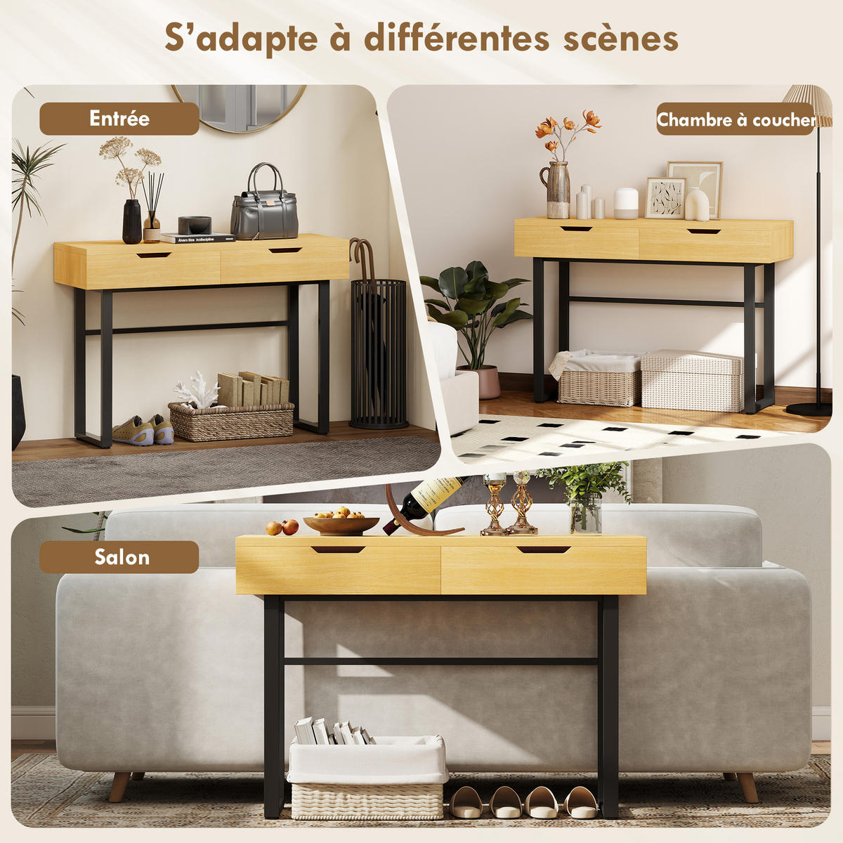 KONSOLENTISCH DE-16796 Naturholz - Naturfarben, Holzwerkstoff (110/35/76.5cm) - ComfortXL