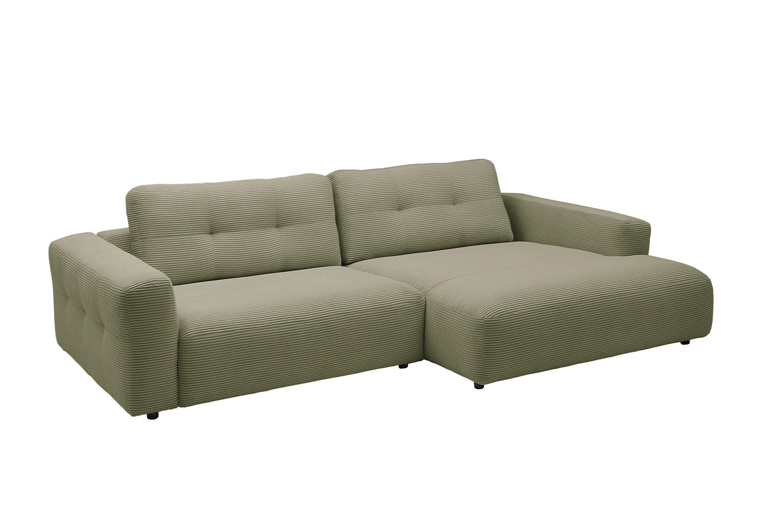 ECKSOFA MIKA Grün Cord - Schwarz/Olivgrün, Kunststoff/Textil (276/167cm) - KAWOLA