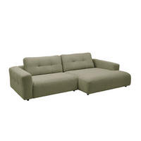 ECKSOFA XL MIKA Grün Cord - Schwarz/Olivgrün, Kunststoff/Textil (296/167cm) - KAWOLA