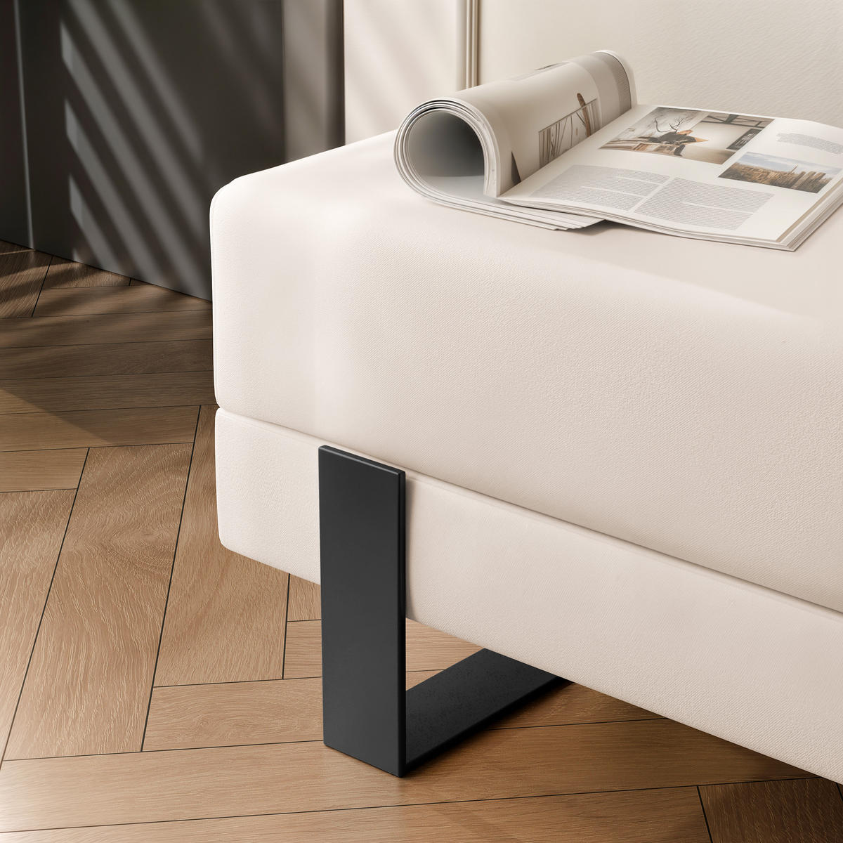 POLSTERBANK RIVA 80 cm Schwarz / Creme ,Metallgestell - Creme, Metall (80/47/35cm) - Idohome