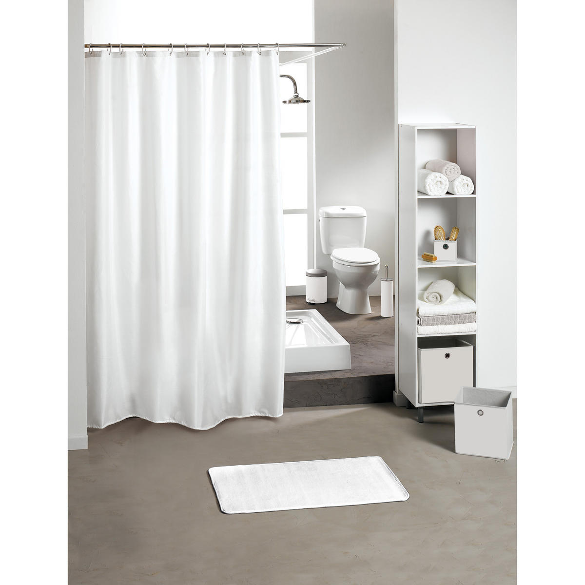 DUSCHVORHANG Vitamine Sdb Weiss 200/180/0,5 cm - Weiß, Kunststoff (180/200cm) - Douceur d´intérieur