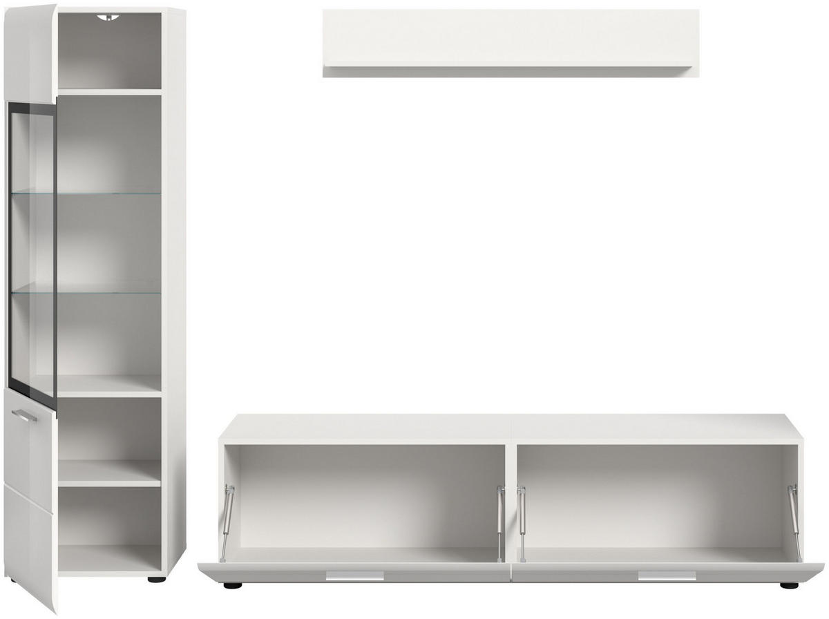 WOHNWAND Ice weiß hochglanz 220/160/41 cm - Weiß, Holzwerkstoff (220/160/41cm) - Xonox