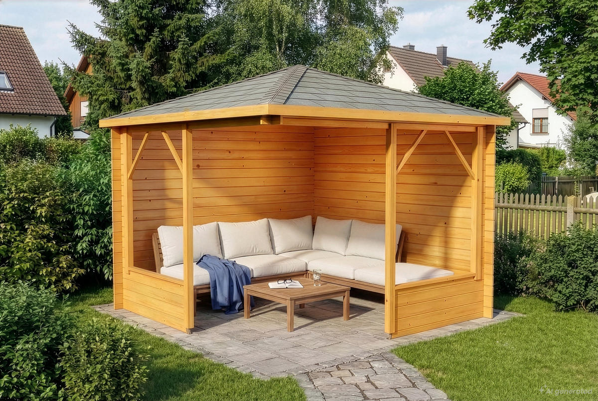 GARTENHAUS Holz Maik - Pinienfarben, Holz (318/260/318cm) - Alpholz