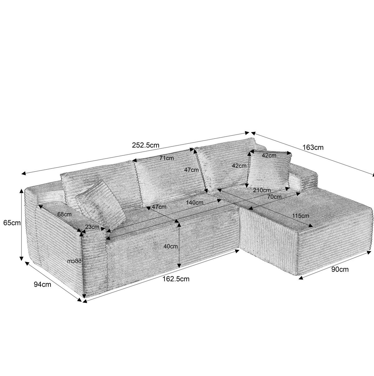 MODULARES Ecksofa aus Schaumstoff und Federkern mit flexibler Stellvariante Grün - Grün, Kunststoff (163/252.5cm) - Modenvie