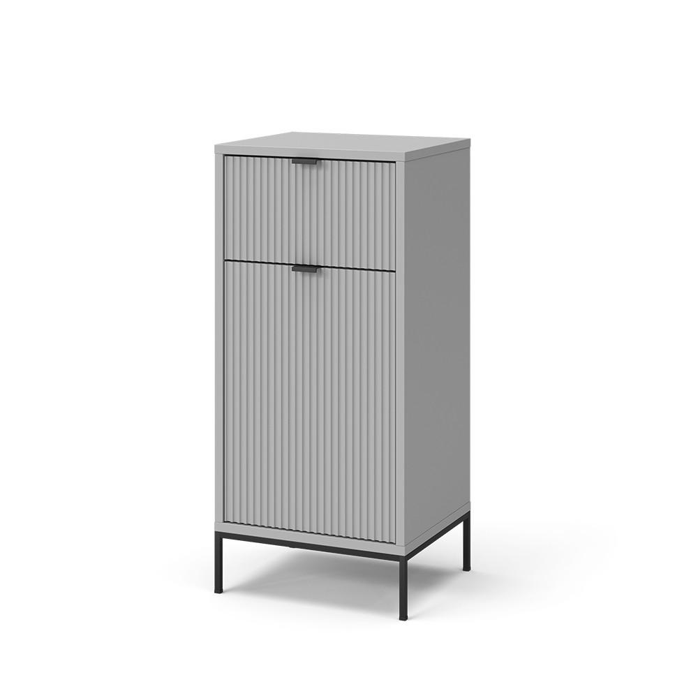 BADSCHRANK Eliza Grau 40 x 87 cm mit Tür und Schublade - Grau, Holzwerkstoff (40/87/35cm) - Vicco