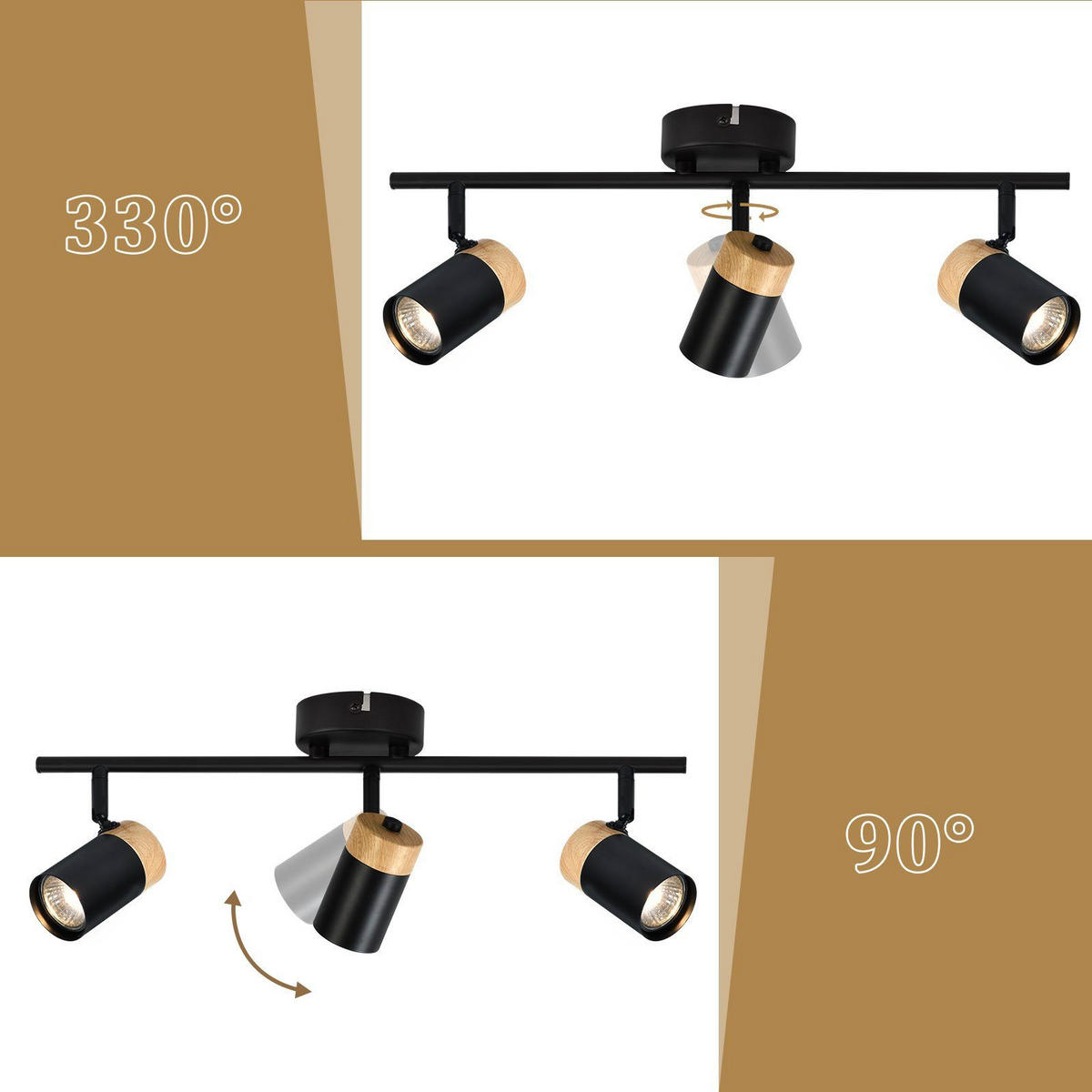 DECKENLEUCHTE Doris 3-flammig 41.5/9/19 cm - Schwarz, Metall (48/9/19cm) - Nettlife