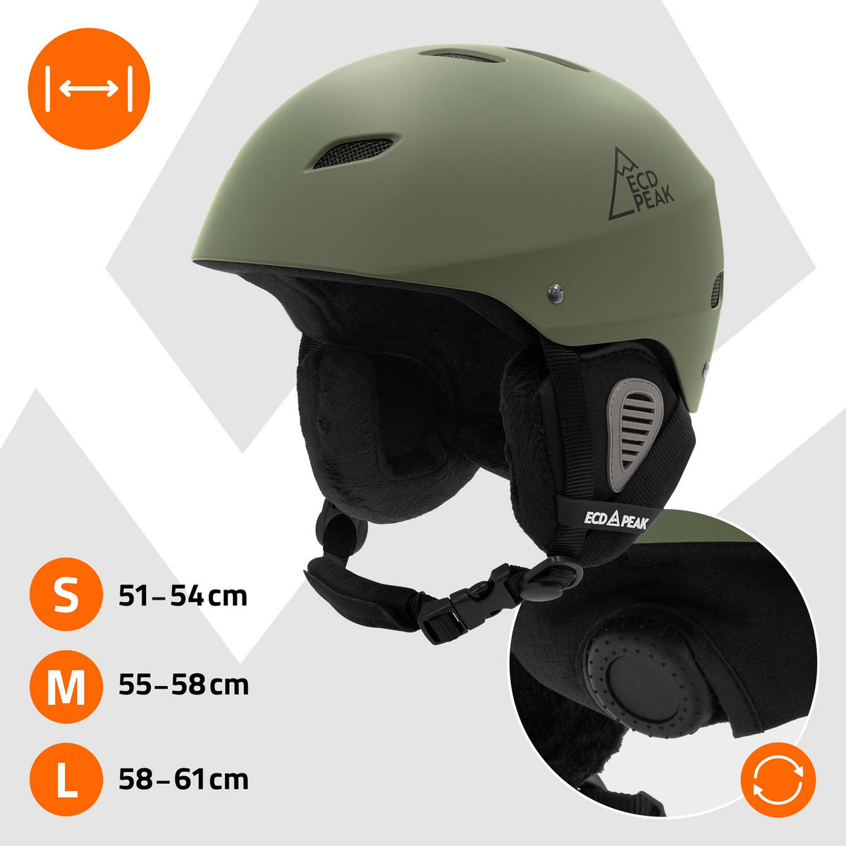 LYŽAŘSKÁ PŘILBA pro muže a ženy, robustní snowboardová přilba, zelená, velikost L (58–61 cm) - zelená barva, plast (30/24cm) - ECD-Germany
