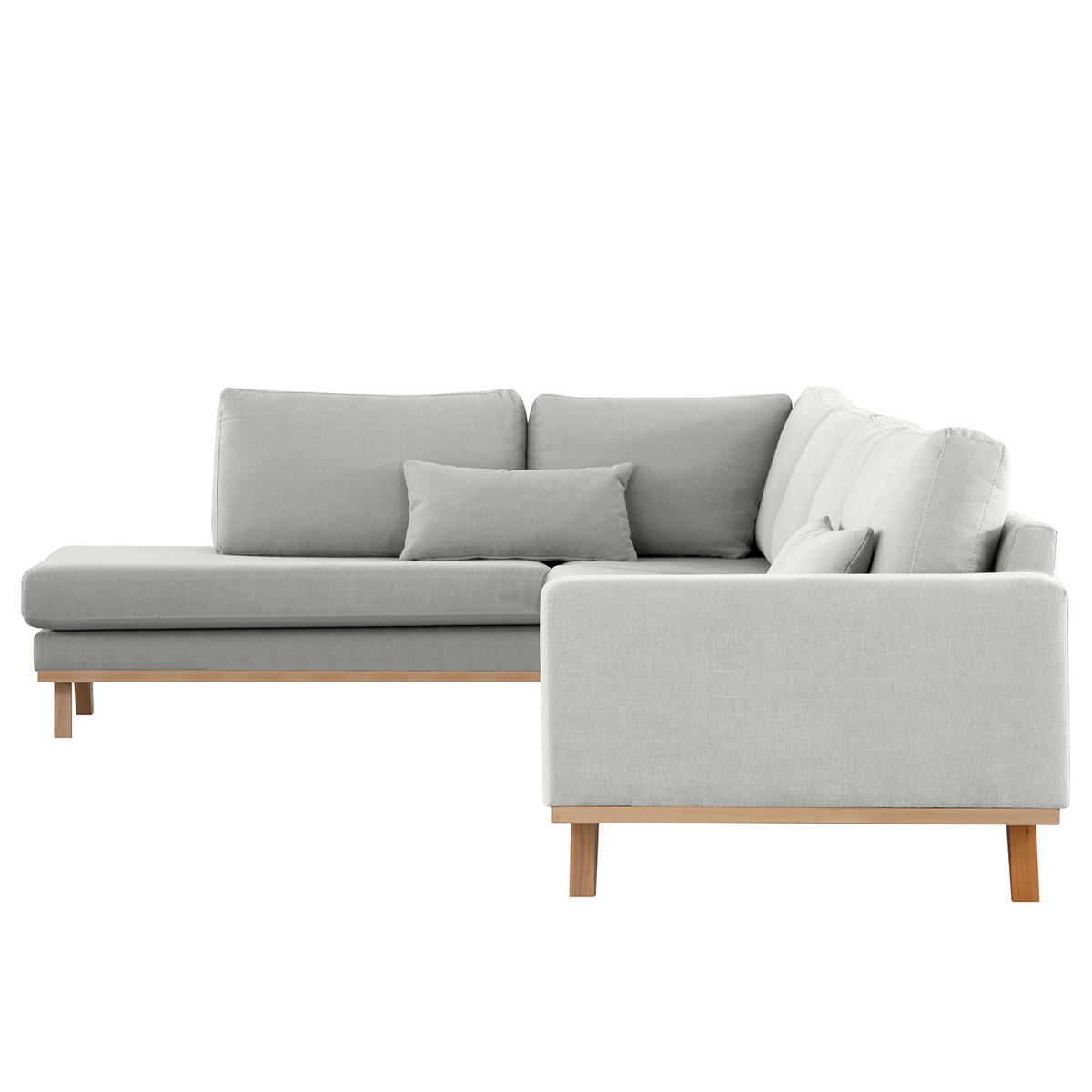 ECKSOFA mit Ottomane - Buchefarben/Grau, Holz/Buchenholz (287/219cm) - home24