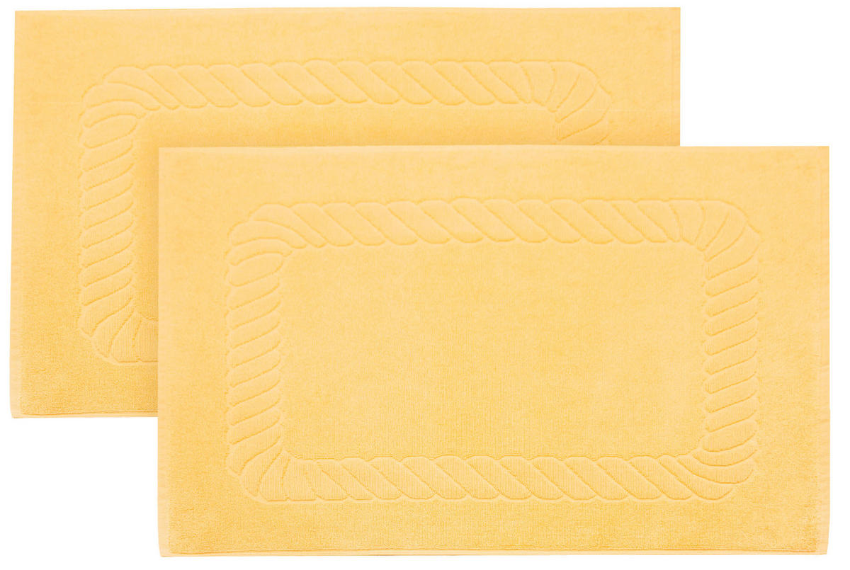 BADEMATTE, 2er-Set, 50x70 cm, 100% Baumwolle, Gelb - Gelb, Textil (50/70cm) - Zollner