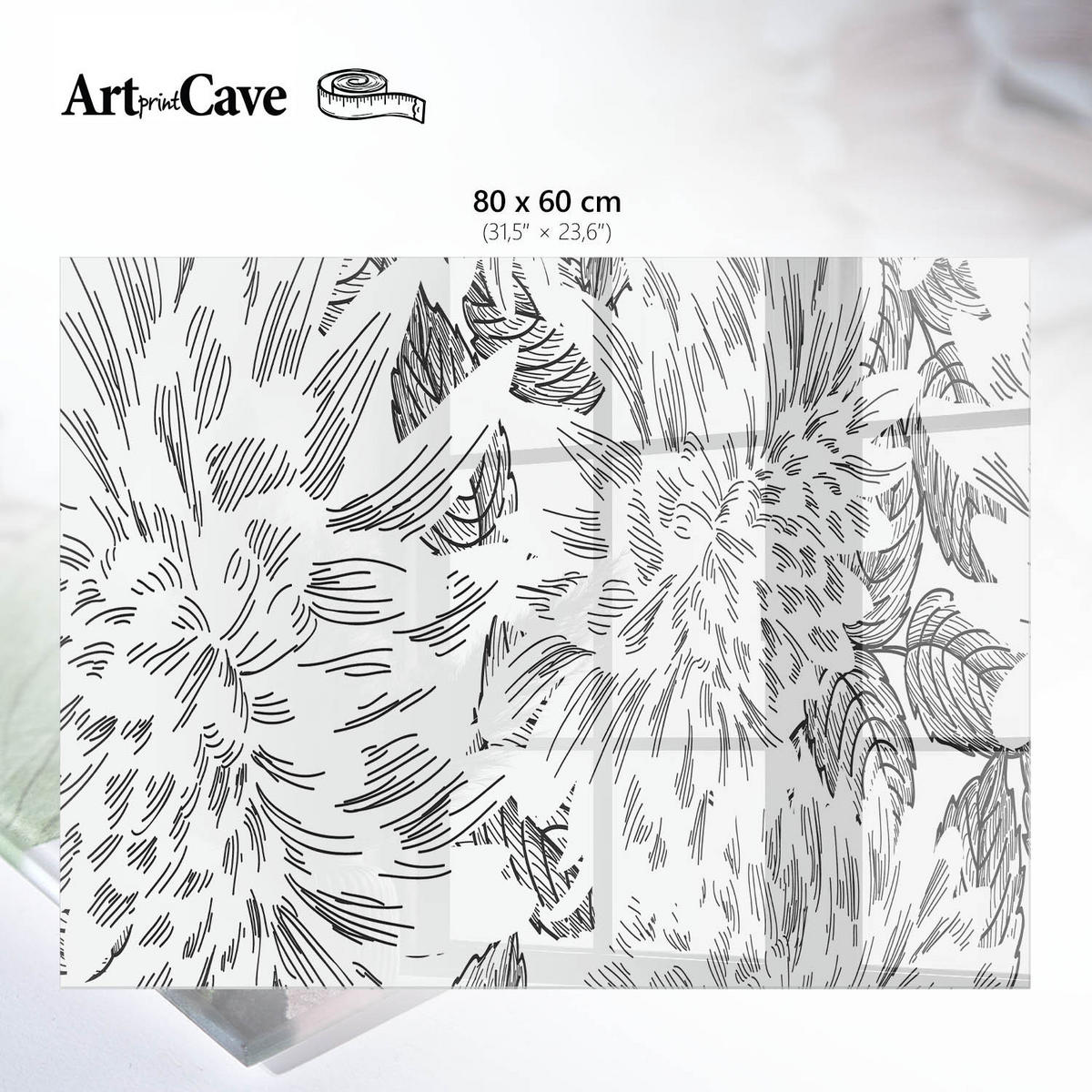 GLASPLATTE 80x60 cm – Blumenmuster - Multicolor, Glas (0.4/80/60cm) - ArtPrintCave