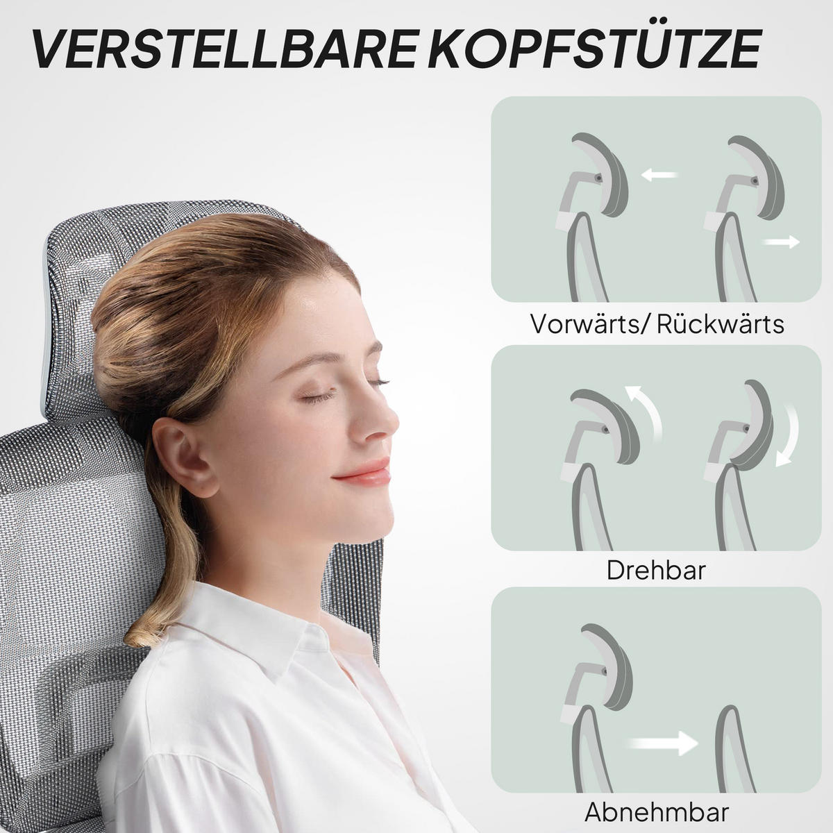 BÜROSTUHL DE-05204 Netzstoffbezug, verstellbar & rollbar Grau - Grau, Metall (64/122/66cm) - ComfortXL