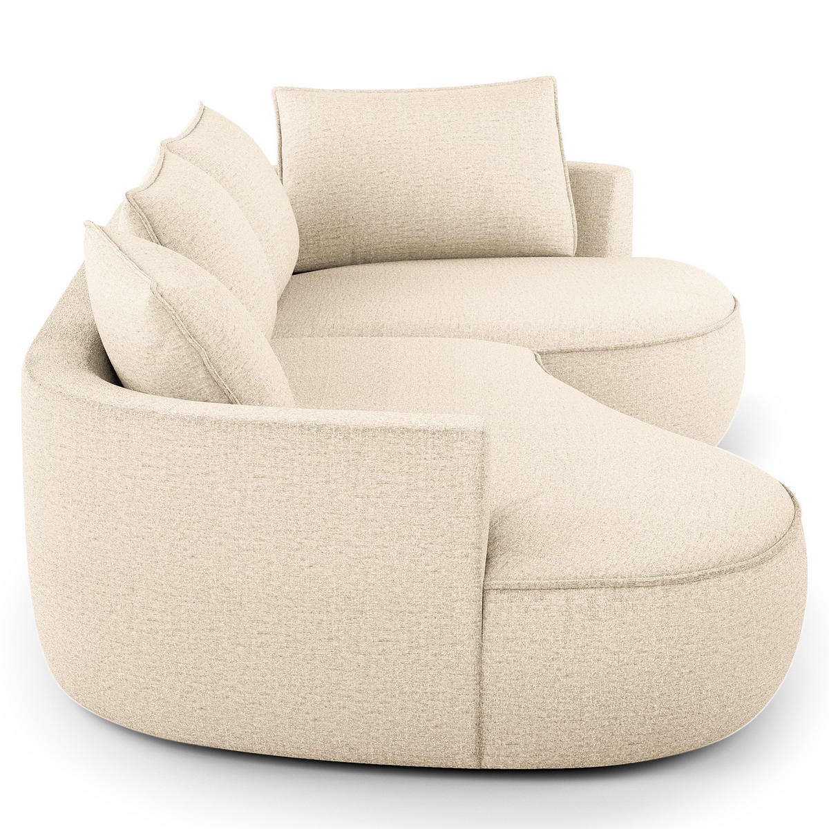 BIGSOFA - Champagner/Schwarz, Kunststoff/Textil (322/82/154cm) - home24