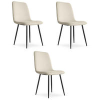 ESSZIMMERSTUHL 3-er Set RIFT beiger Sitz, schwarze Beine - Beige/Schwarz, Textil (46/87/55cm) - Valora
