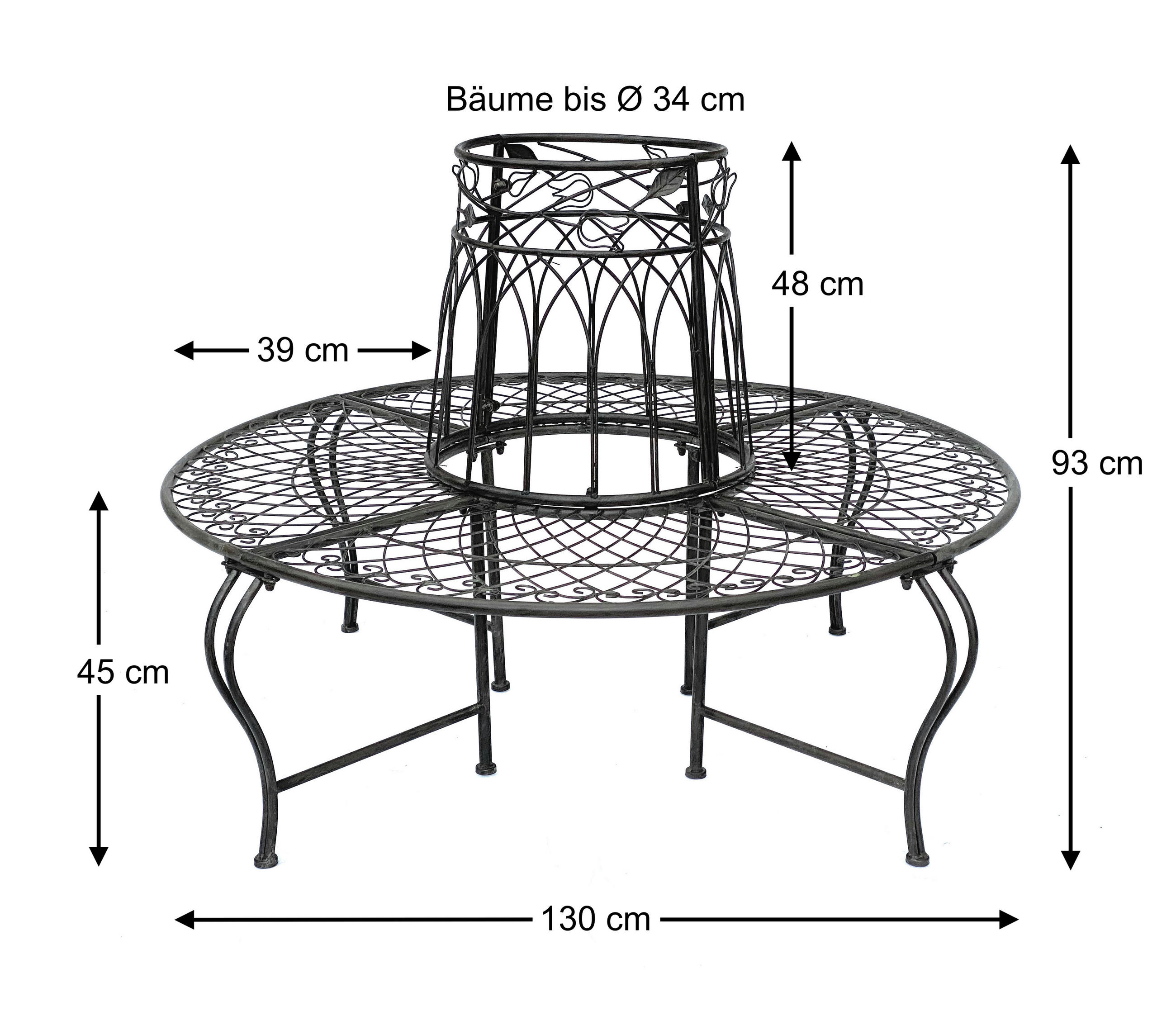 RUNDBANK Garten Metall Braun Ø 130 cm 96003 - Braun, Metall (130/93/130cm) - DanDiBo
