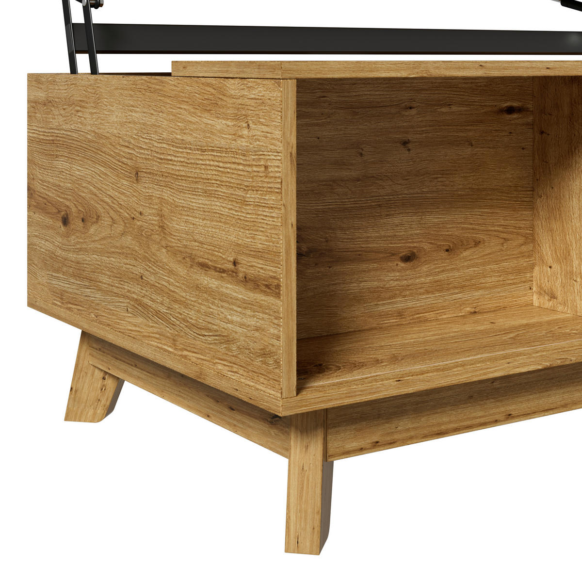 COUCHTISCH höhenverstellbar mit Jalousietür und MDF-Korpus - Naturfarben, Holzwerkstoff (55/90/57.5cm) - FLIEKS
