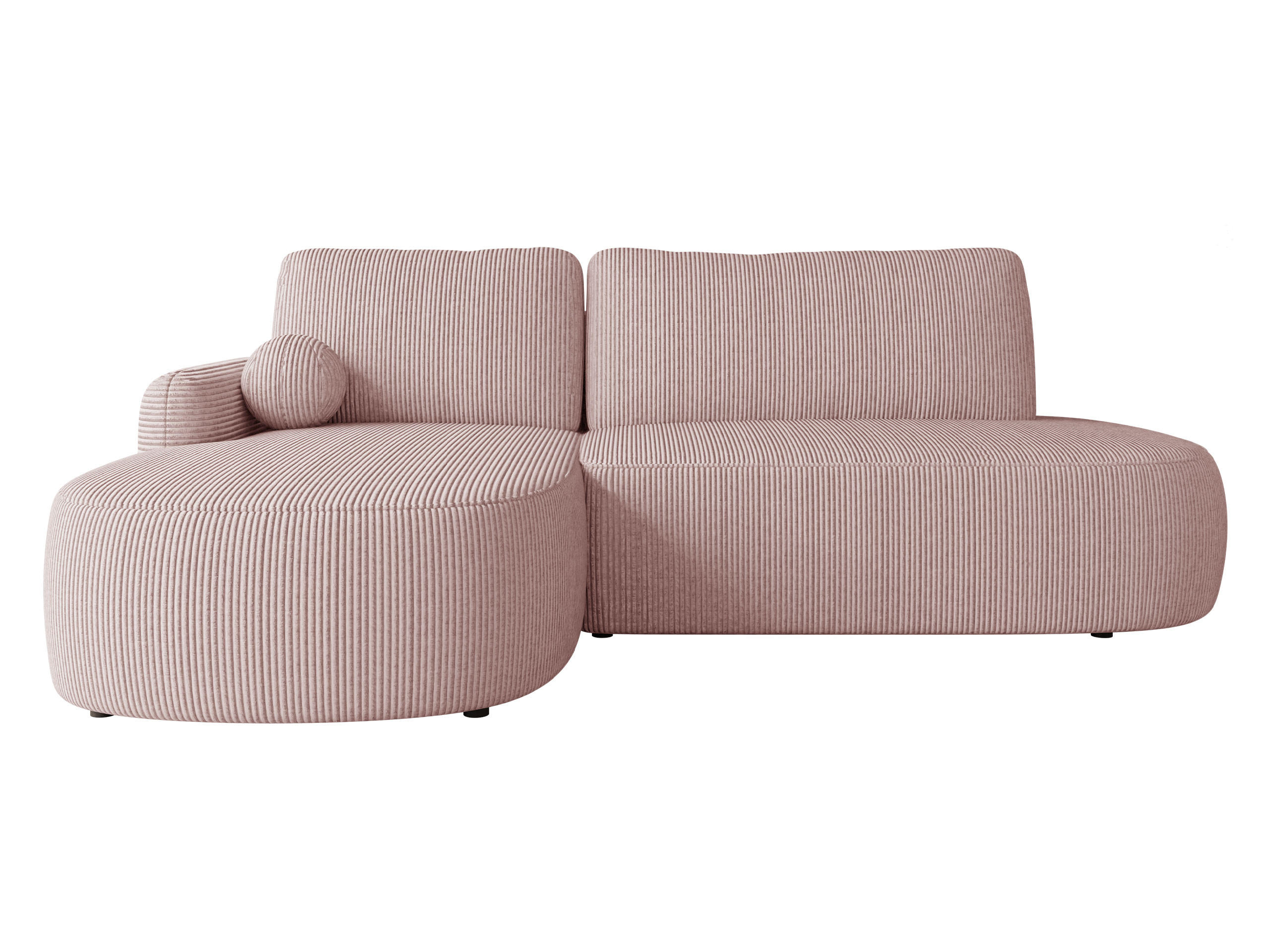 ECKSOFA Loridu O Cord, Seite: Links - Schwarz/Rosa, Holz/Kunststoff (274/174cm) - MIRJAN24