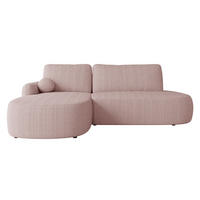 ECKSOFA Loridu O Cord, Seite: Links - Schwarz/Rosa, Holz/Kunststoff (274/174cm) - MIRJAN24