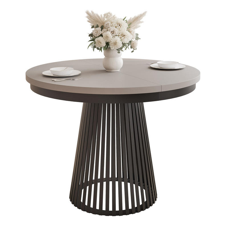AUSZIEHTISCH AUREA 100-180/75 cm, Schwarz / Lehmgrau - Schwarz/Grau, Holzwerkstoff/Metall (100/100/75cm) - Idohome