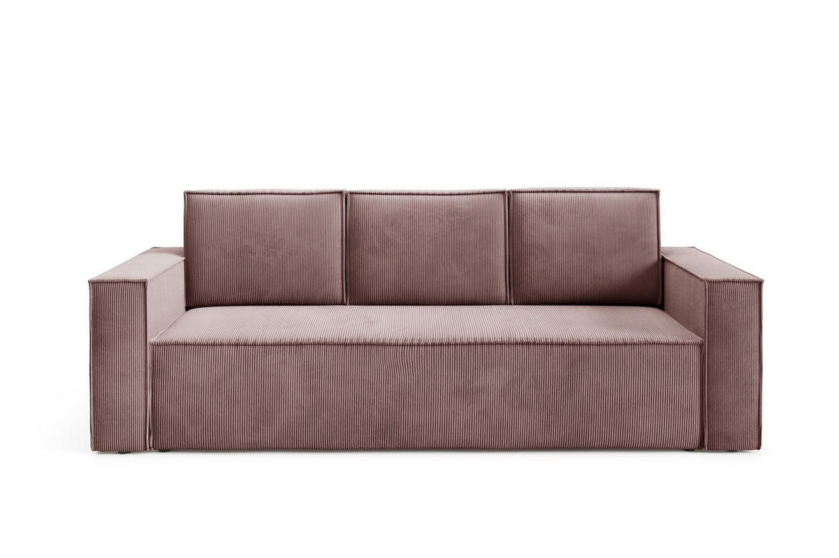 SOFA Roda Rosa, Kordsofa mit Schlaffunktion - Rosa, Holzwerkstoff/Textil (248/93/96cm) - Bettso