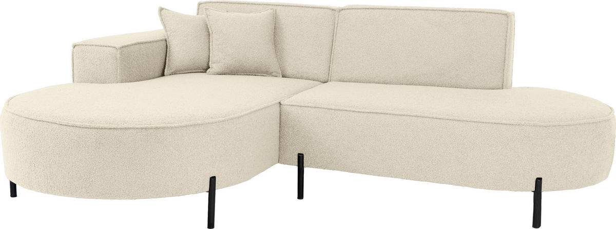 ECKSOFA Hana Loft 3-Sitzer Ecke Links, Boucle, Beige 241/80/168 cm - Beige/Schwarz, Textil/Metall (241/168cm) - WFL GROUP